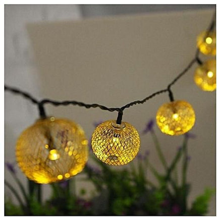 Solar Lichterkette 4M mit 30 Goldene Metallkugeln, Schwarzes Kabel, Warm Licht, für Außen