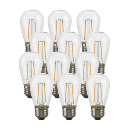 Solar Lichterkette 7,6M mit 10 + 2 Birnen LEDs Geschenk, E27 2W, Schwarzes Kabel, Warm Licht, für Außen