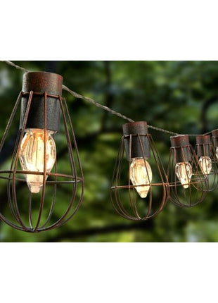 Solar Lichterkette 4M mit 10 Vintage Birnen, Durchsichtig Kabel, Warm Licht, für Außen