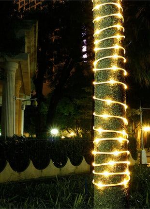 Solar Lichtschlauch 20M mit 200 LEDs, 2 Modi Röhrenlicht, Warm Licht, für Außen