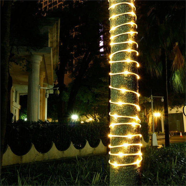 Solar Lichtschlauch 10M mit 100 LEDs, 2 Modi Röhrenlicht, Warm Licht, für Außen
