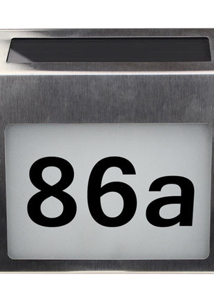 Solar Hausnummer Edelstahl mit 3 LEDs mit Dämmerungssensor, für Wandmontage