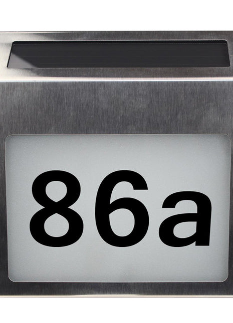 Solar Hausnummer Edelstahl mit 3 LEDs mit Dämmerungssensor, für Wandmontage