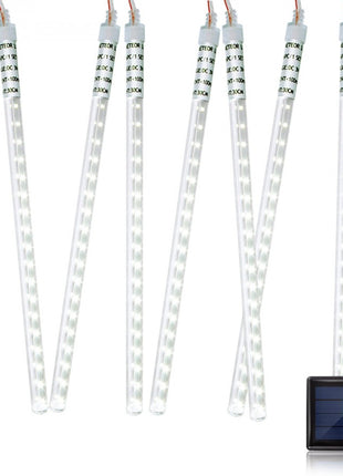 Solar Meteorschauer 2,5M mit 8 Röhren Lichter mit 288 LEDs, Warm Licht, für Außen