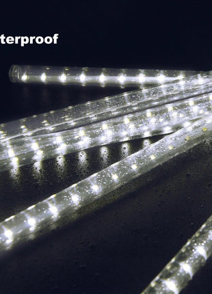 Solar Meteorschauer 2,5M mit 8 Röhren Lichter mit 288 LEDs, Warm Licht, für Außen
