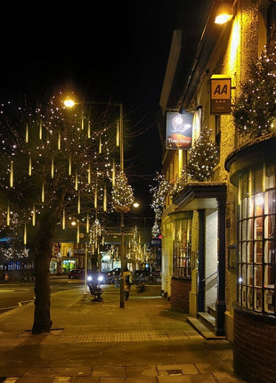 Solar Lichterkette Meteorschauer 3M mit 10 Regenlichter mit 360 LEDs, Warm Licht, für Außen