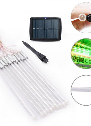Solar Meteorschauer 2,5M mit 8 Röhren Lichter mit 288 LEDs, Warm Licht, für Außen