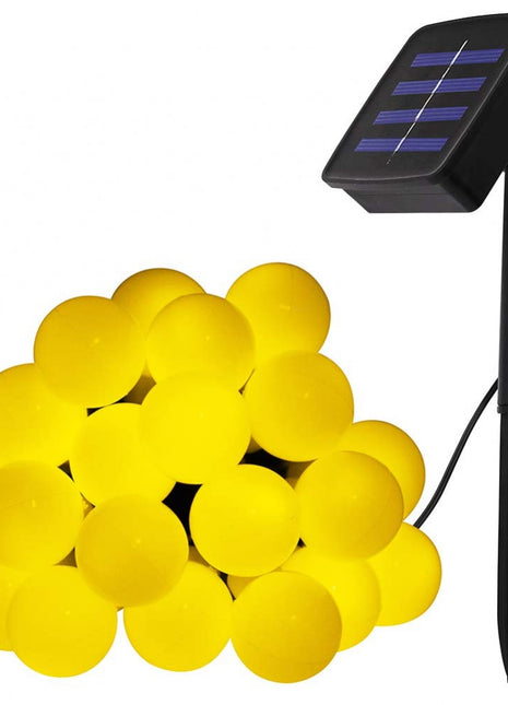 Solar Lichterkette 10M mit 100 Kugeln-LEDs, Dunkelgrün Kabel, Warm Licht, für Außen