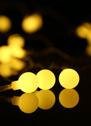 Solar Lichterkette 10M mit 100 Kugeln-LEDs, Dunkelgrün Kabel, Warm Licht, für Außen