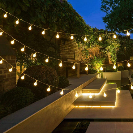 Solar Lichterkette 10M mit 100 Kugeln-LEDs, Dunkelgrün Kabel, Warm Licht, für Außen