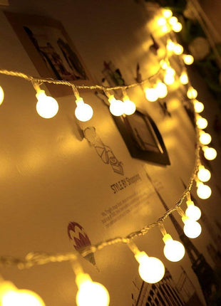 Solar Lichterkette 10M mit 100 Kugeln-LEDs, Dunkelgrün Kabel, Warm Licht, für Außen