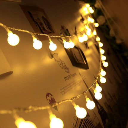 Solar Lichterkette 10M mit 100 Kugeln-LEDs, Dunkelgrün Kabel, Warm Licht, für Außen
