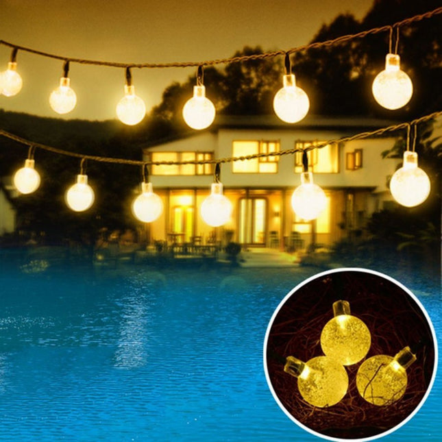 Solar Lichterkette 3M mit 20 Kugeln-LEDs, Dunkelgrün Kabel, Warm Licht, für Außen