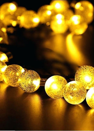 Solar Lichterkette 4,5M mit 30 Kugeln-LEDs, Dunkelgrün Kabel, Warm Licht, für Außen