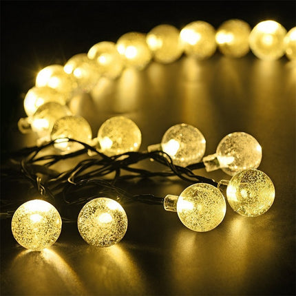 Solar Lichterkette 10M mit 100 Kugeln-LEDs, Dunkelgrün Kabel, Warm Licht, für Außen