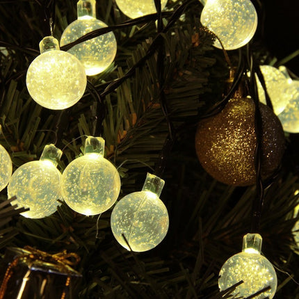 Solar Lichterkette 3M mit 20 Kugeln-LEDs, Dunkelgrün Kabel, Warm Licht, für Außen