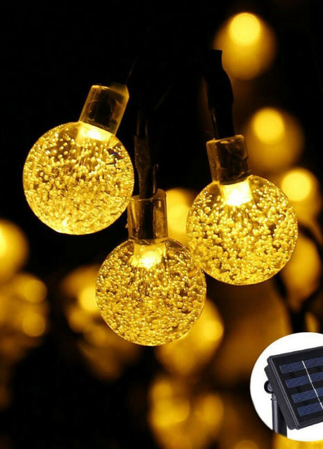 Solar Lichterkette 4,5M mit 30 Kugeln-LEDs, Dunkelgrün Kabel, Warm Licht, für Außen