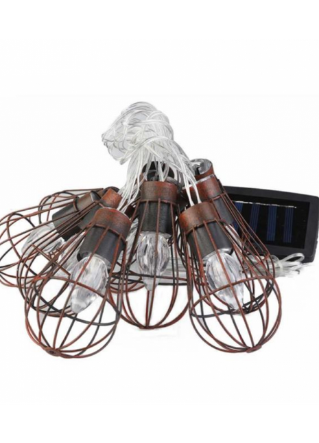 Solar Lichterkette 4M mit 10 Vintage Birnen, Durchsichtig Kabel, Warm Licht, für Außen