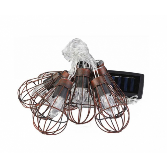 Solar Lichterkette 4M mit 10 Vintage Birnen, Durchsichtig Kabel, Warm Licht, für Außen