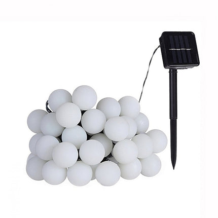 Solar Lichterkette 5M mit 50 Kugeln-LEDs, Dunkelgrün Kabel, Warm Licht, für Außen