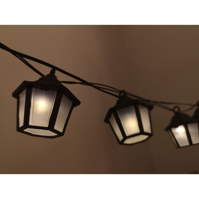 Solar Lichterkette 2M mit 10 Laternen-LED, Dunkelgrün Kabel, Warm Licht, für Außen