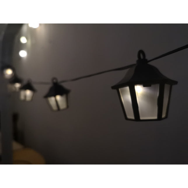 Solar Lichterkette 2M mit 10 Laternen-LED, Dunkelgrün Kabel, Warm Licht, für Außen