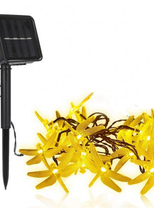 Solarlichterkette 4,5M mit 30 Libellen-LEDs, Dunkelgrün Kabel, Warm Licht, für Außen