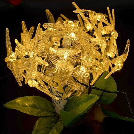 Solarlichterkette 4,5M mit 30 Libellen-LEDs, Dunkelgrün Kabel, Warm Licht, für Außen