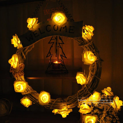 Solar Lichterkette 2M mit 20 Rosen-LEDs, Schwarzes Kabel, Warm Licht, für Außen