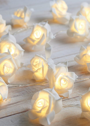 Solar Lichterkette 2M mit 20 Rosen-LEDs, Schwarzes Kabel, Warm Licht, für Außen