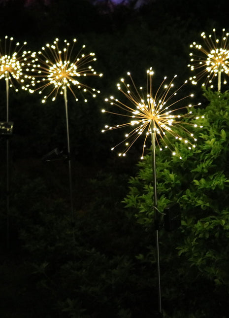 Solarlampe Feuerwerk mit 120 Mini-LEDs und Metall Unterstützung, Kupferdraht, Wasserdicht, Warm Licht, für Außen