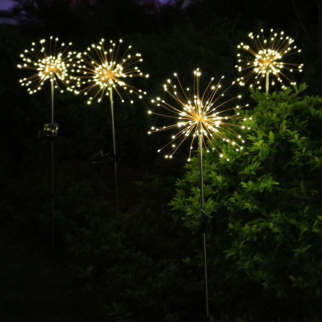 Solarlampe Feuerwerk mit 120 Mini-LEDs und Metall Unterstützung, Kupferdraht, Wasserdicht, Warm Licht, für Außen