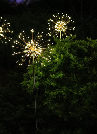 Solarlampe Feuerwerk mit 120 Mini-LEDs und Metall Unterstützung, Kupferdraht, Wasserdicht, Warm Licht, für Außen