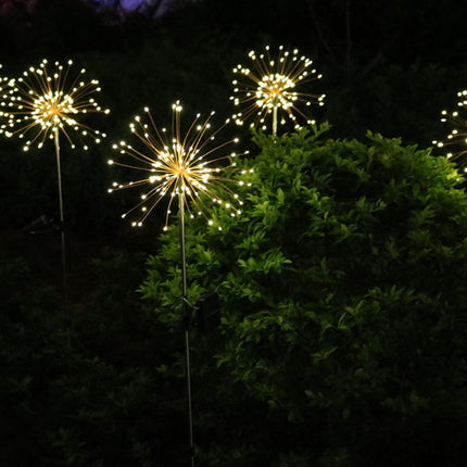 Solarlampe Feuerwerk mit 120 Mini-LEDs und Metall Unterstützung, Kupferdraht, Wasserdicht, Warm Licht, für Außen