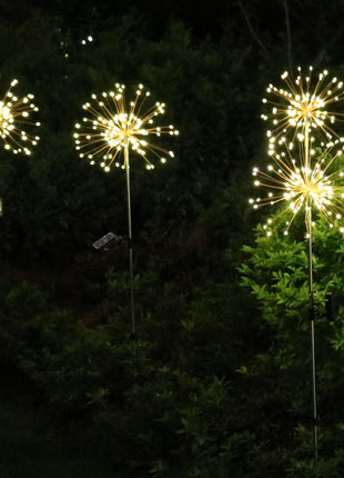 Solarlampe Feuerwerk mit 120 Mini-LEDs und Metall Unterstützung, Kupferdraht, Wasserdicht, Warm Licht, für Außen