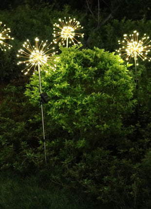Solarlampe Feuerwerk mit 120 Mini-LEDs und Metall Unterstützung, Kupferdraht, Wasserdicht, Warm Licht, für Außen