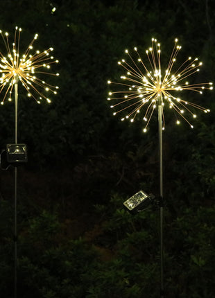 Solarlampe Feuerwerk mit 120 Mini-LEDs und Metall Unterstützung, Kupferdraht, Wasserdicht, Warm Licht, für Außen