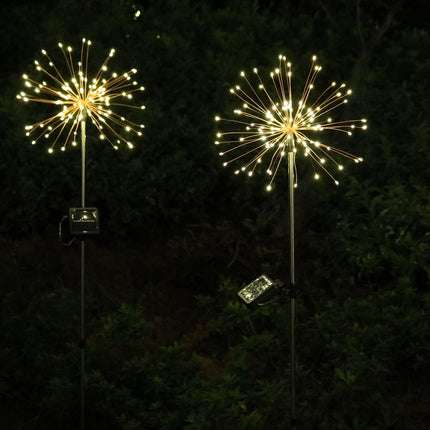 Solarlampe Feuerwerk mit 120 Mini-LEDs und Metall Unterstützung, Kupferdraht, Wasserdicht, Warm Licht, für Außen