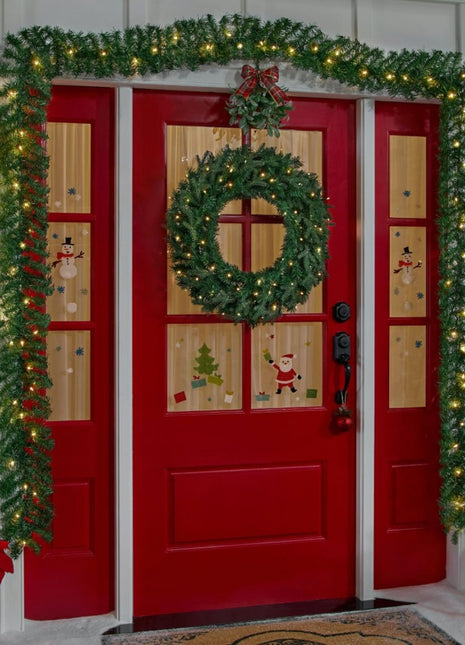 Leuchtende Tannenkranz Durchmesser 35 cm mit 50 LEDs, Warm Licht, mit Batterien, für Außen