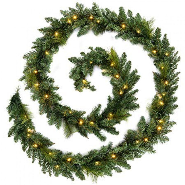 Weihnachtsgirlande 2,7M Tannengirlande mit 50 Mini-LEDs, Warm Licht, Verbindbar, für Außen