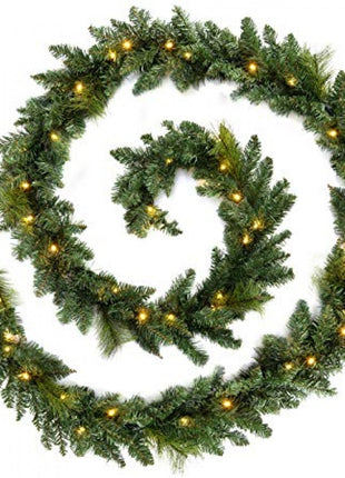 Weihnachtsgirlande 5M Tannengirlande mit 80 Mini-LEDs, Warm Licht, mit Batterien, für Außen