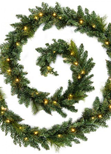 Weihnachtsgirlande 5M Tannengirlande mit 80 Mini-LEDs, Warm Licht, mit Batterien, für Außen