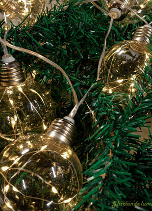 Lichterkette 5M mit 20 Kugeln mit Mini-LEDs, Durchsichtig Kabel, Warm Licht, Verbindbar 25M für Außen