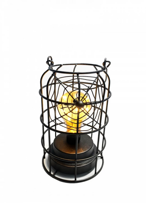 Spinnennetz Tischlampe und Haken, mit Glühbirne und Mini-LEDs, Warmes Licht, mit Batterien