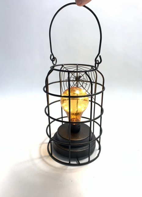 Spinnennetz Tischlampe und Haken, mit Glühbirne und Mini-LEDs, Warmes Licht, mit Batterien