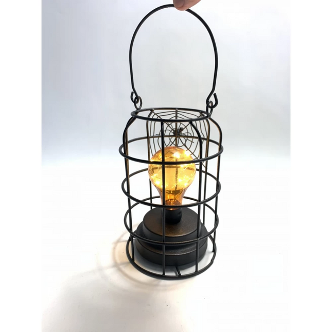 Spinnennetz Tischlampe und Haken, mit Glühbirne und Mini-LEDs, Warmes Licht, mit Batterien