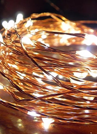 Kupferdraht Lichterkette 20M mit 200 Mini-LEDs mit 8 Programmen, Batteriebetrieb und Fernbedienung, Warm Licht, für Außen