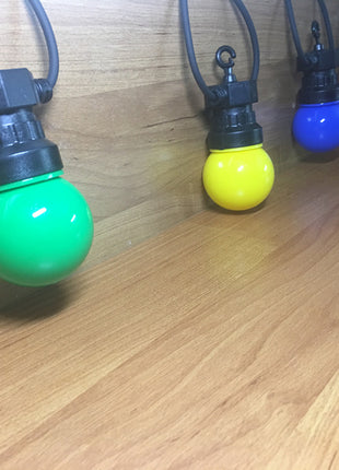 Lichterkette 5M mit 10 Mehrfarbige LED-Lampen, Schwarzes Kabel, Warm Licht, Verbindbar 30M, für Außen