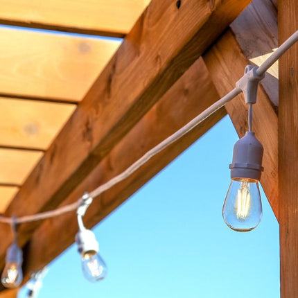 Kabel mit Pendel 5M mit 10 Fassungen E27, Weißes Kabel, Verbindbar max. 1000W, für Außen