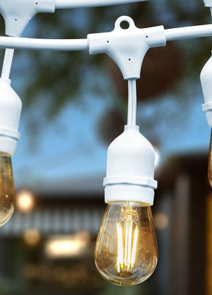 Kabel mit Pendel 15M mit 15 Fassungen E27, Weißes Kabel, Verbindbar max. 1000W, für Außen